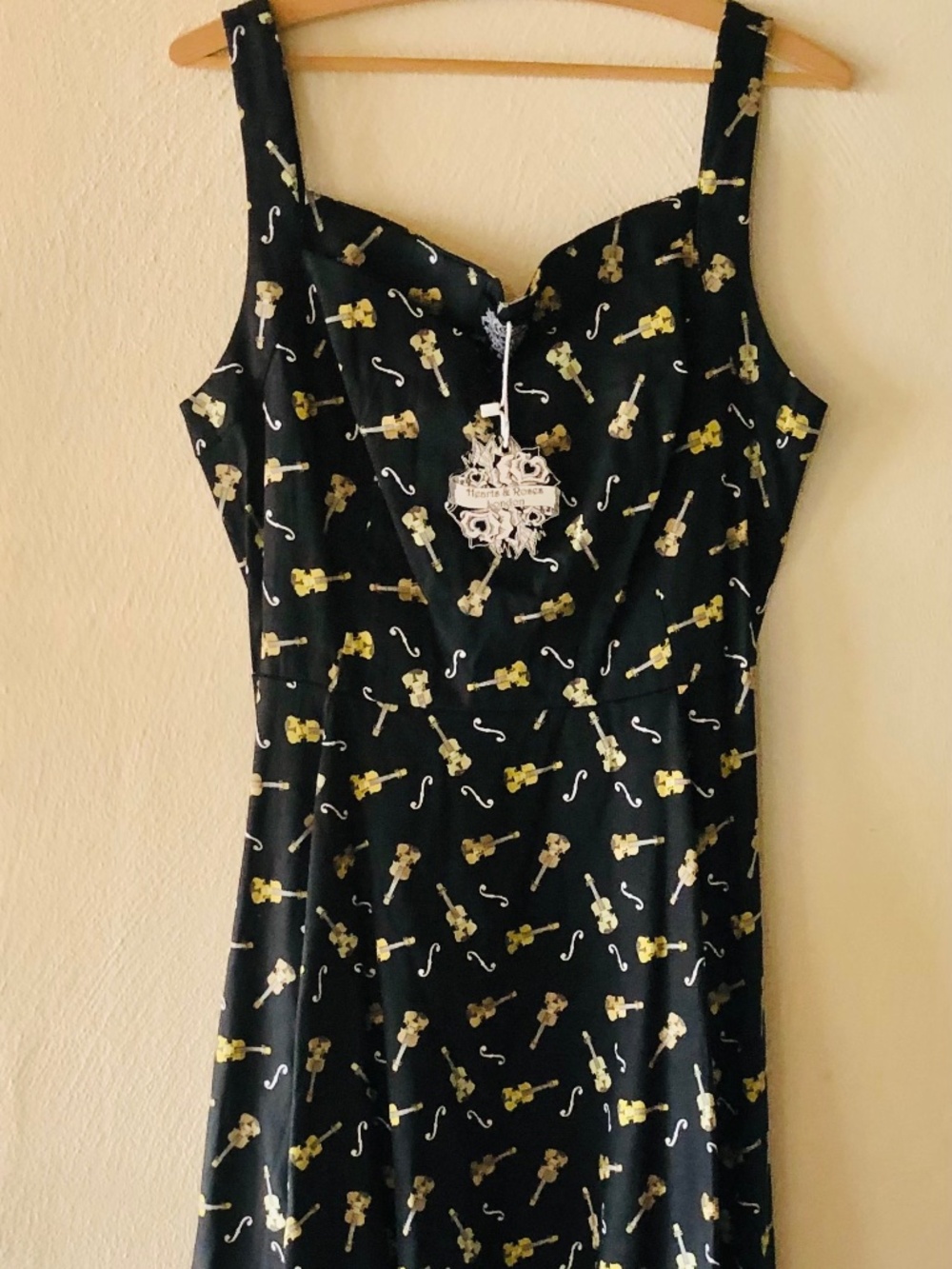 Hearts & Roses London Violin Vixen Swing Dress - Black/Yellow